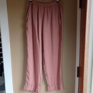 Parachute Linen Pink Mauve Lounge Casual Straight Beach Pants Size L